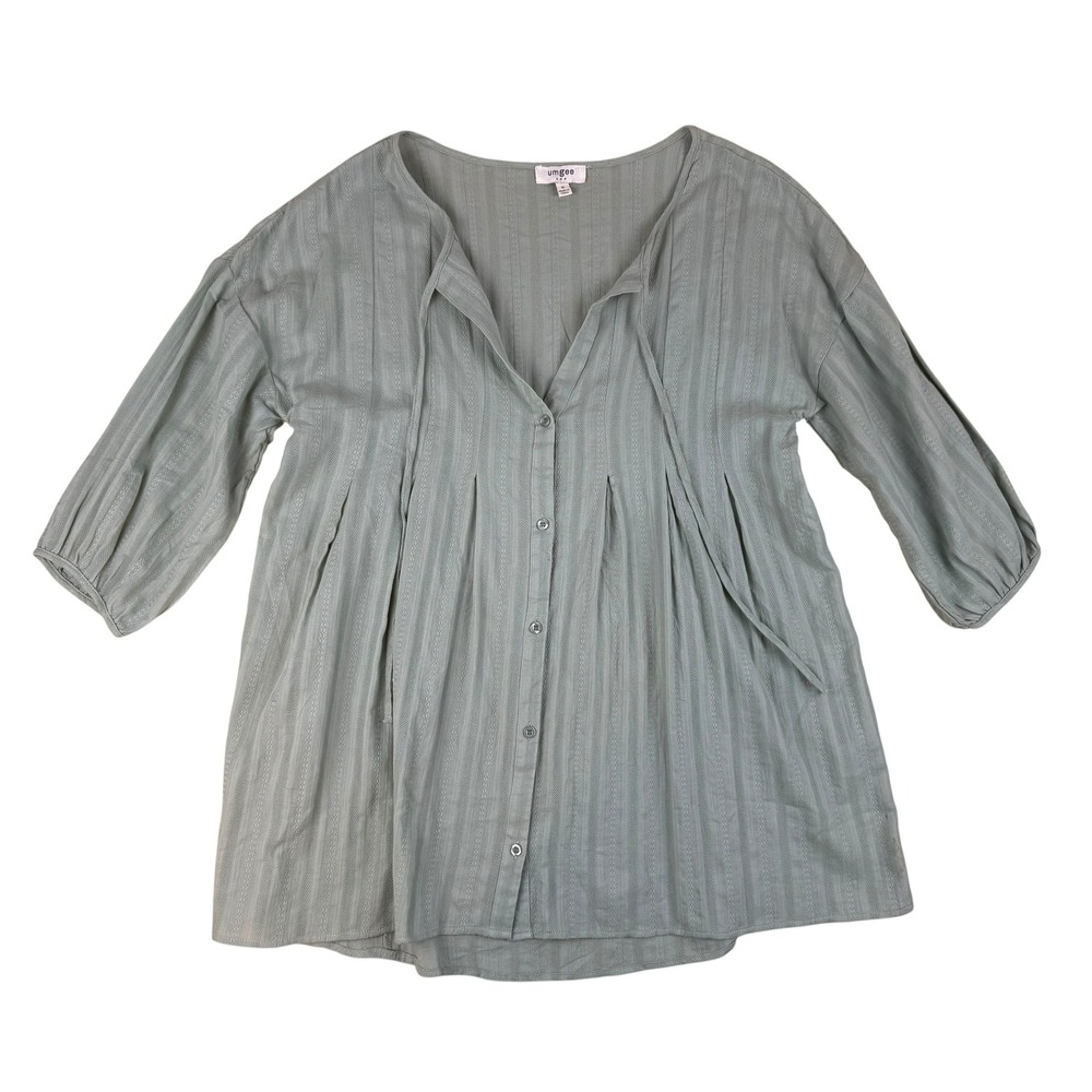 Umgee Med Boho Gauze Tunic Cotton Textured Pleated Top